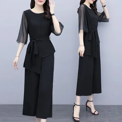 Bộ Đồ Nữ Đen Trung Niên Thời Trang AB40