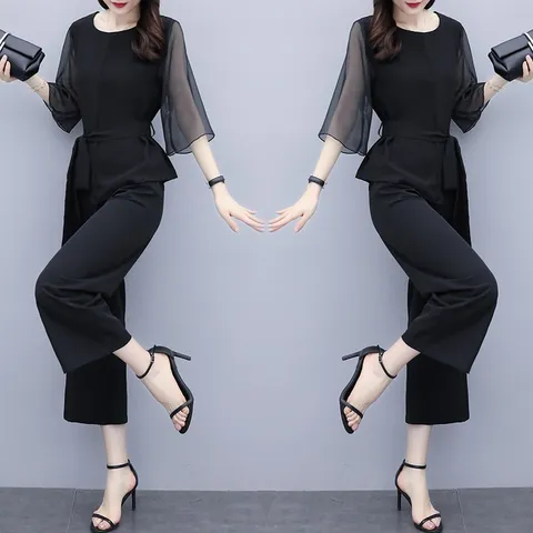 Bộ Đồ Nữ Đen Trung Niên Thời Trang AB40