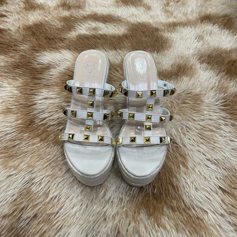 (CHÂN MỎNG LÙI 1 SIZE) Sandal Đế Xuồng Dệt Cói Hở Mũi Đính Tán Thời Trang AG29