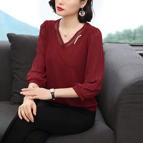 Áo Thun Dài Tay Xuân Thu Lịch Sự Cho Mẹ Trung Niên SM110