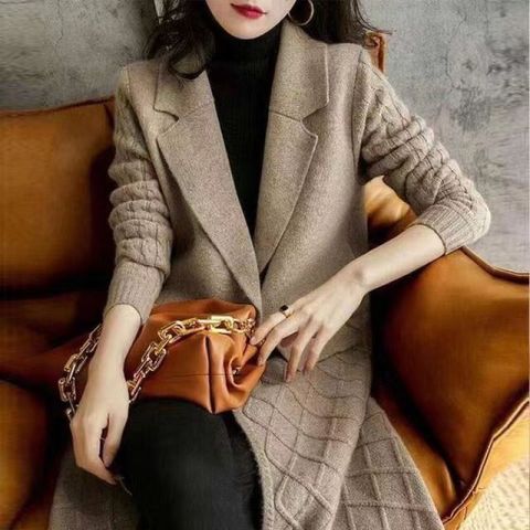 Áo Khoác Len Cardigan Dệt Kim Dài Phong Cách Hàn Quốc Cho Nữ AL111