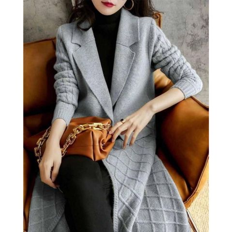 Áo Khoác Len Cardigan Dệt Kim Dài Phong Cách Hàn Quốc Cho Nữ AL111