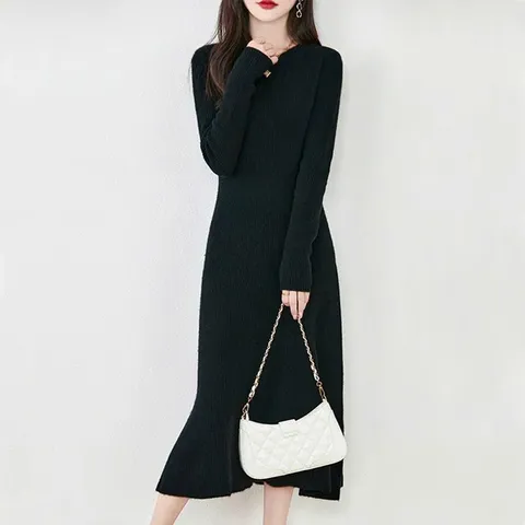 Đầm Len Dáng Dài Cổ Tròn Ôm Body Nhẹ Nhàng Cho Nữ VL02
