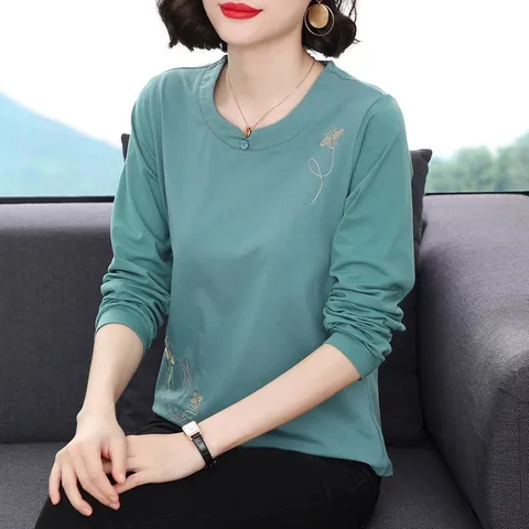 Áo Thun Cotton Trung Niên Dài Tay Mềm Đẹp SM92