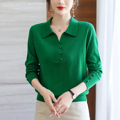 Áo Len Tay Dài Mùa Thu Cổ V cho Nữ SM90