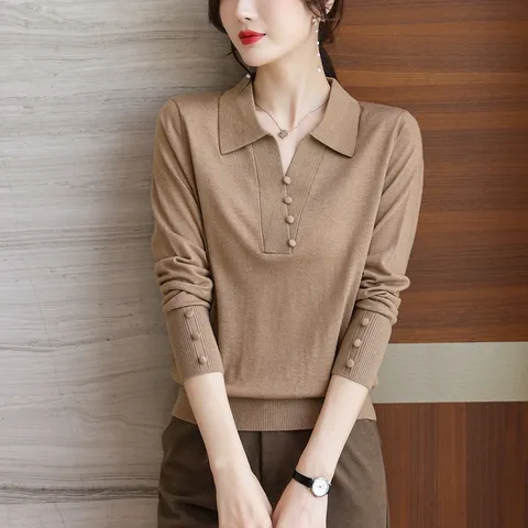 Áo Len Tay Dài Mùa Thu Cổ V cho Nữ SM90