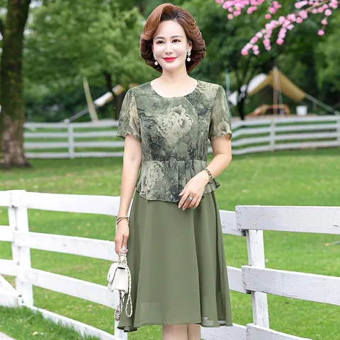 Đầm Voan Giả Hai Mảnh Trung Niên Nhẹ Nhàng VH166