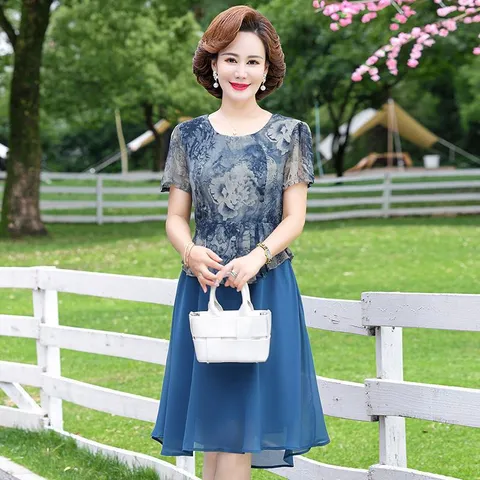 Đầm Voan Giả Hai Mảnh Trung Niên Nhẹ Nhàng VH166