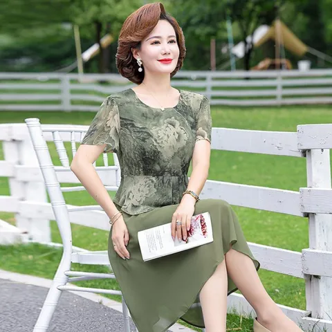 Đầm Voan Giả Hai Mảnh Trung Niên Nhẹ Nhàng VH166