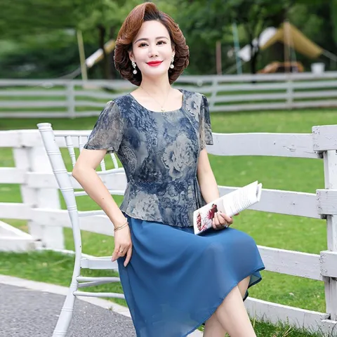 Đầm Voan Giả Hai Mảnh Trung Niên Nhẹ Nhàng VH166