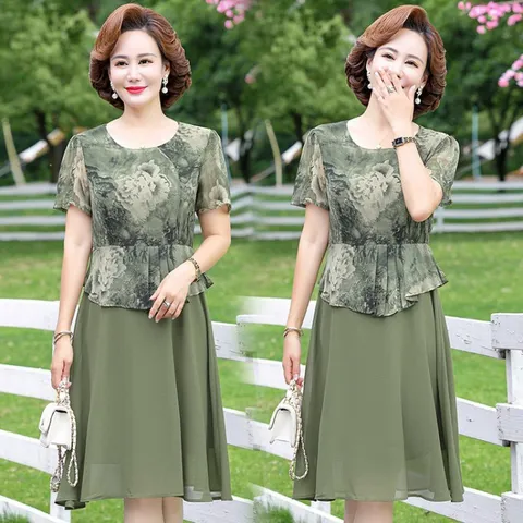 Đầm Voan Giả Hai Mảnh Trung Niên Nhẹ Nhàng VH166