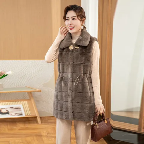 Áo Khoác Lông Dáng Dài Không Tay Cho Nữ AD16