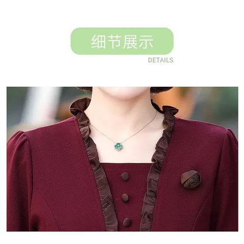 Đầm Dự Tiệc Trung Niên Cao Cấp Màu Đỏ Rượu Vang