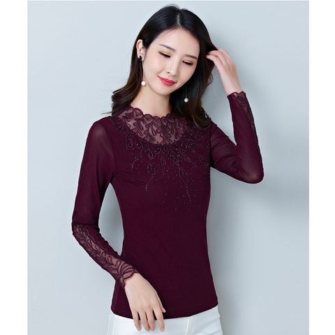 Áo Thun Lưới Phối Ren Dài Tay Cho Nữ SM117