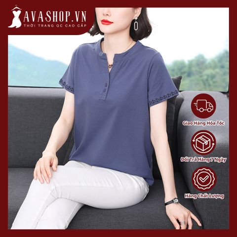 Áo Thun Nữ Tay Ngắn Cổ Chữ V Màu Trơn Mùa Hè SM104