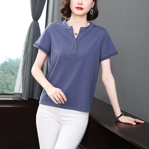 Áo Thun Nữ Tay Ngắn Cổ Chữ V Màu Trơn Mùa Hè SM104