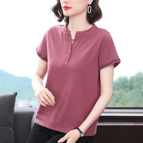 Áo Thun Nữ Tay Ngắn Cổ Chữ V Màu Trơn Mùa Hè SM104