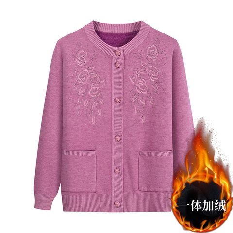 Áo Len Thêu Hoa Trung Niên Cổ Tròn Cho Mẹ AL77