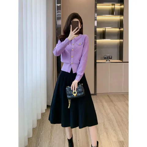Set Đầm Len Lông Mềm Đơn Giản Thanh Lịch AL108