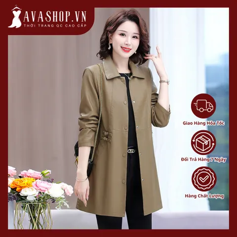(THANH LÝ HÀNG LẺ SIZE) Áo Khoác Da Dài Vừa Cho Mẹ KD12