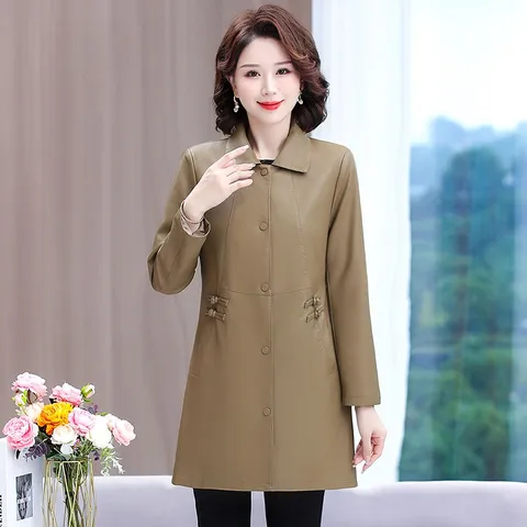 (THANH LÝ HÀNG LẺ SIZE) Áo Khoác Da Dài Vừa Cho Mẹ KD12