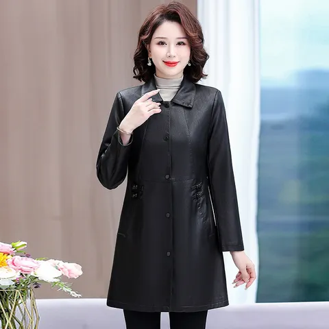 (THANH LÝ HÀNG LẺ SIZE) Áo Khoác Da Dài Vừa Cho Mẹ KD12