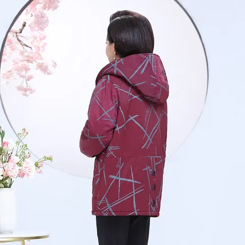 Áo Khoác Bông Dày Thu Đông Có Lót Lông Cho Mẹ AK01