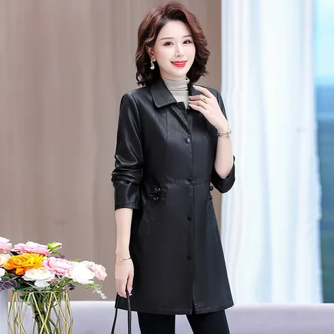 (THANH LÝ HÀNG LẺ SIZE) Áo Khoác Da Dài Vừa Cho Mẹ KD12