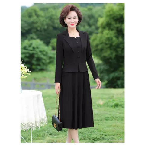 Đầm Dài Tay Cổ Vest Nữ Tính Của Mẹ  VH14