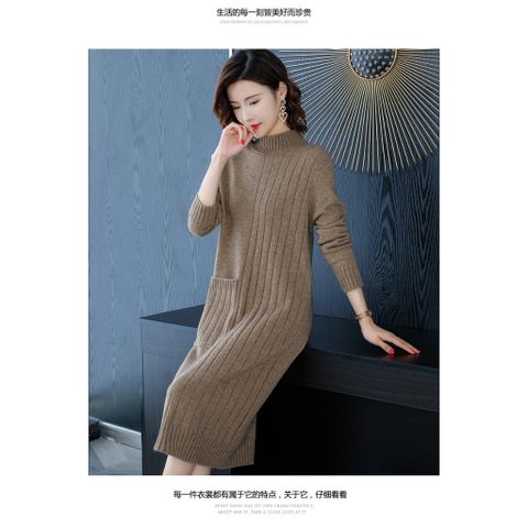 Đầm Len Dệt Kim Cổ Tròn Lịch Sự AL02