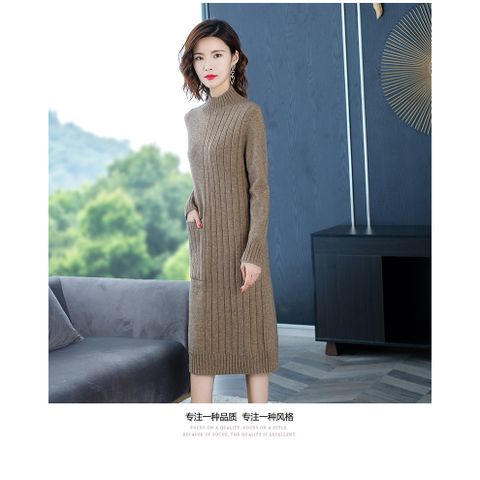 Đầm Len Dệt Kim Cổ Tròn Lịch Sự AL02