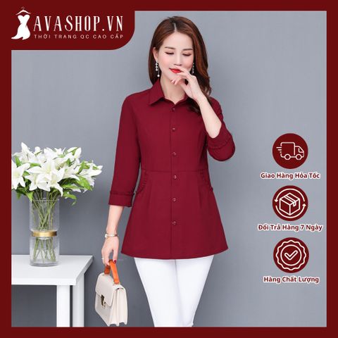 (THANH LÝ) Áo Sơ Mi Cotton Trung Niên Mềm Đẹp Cho Mẹ Béo SM16