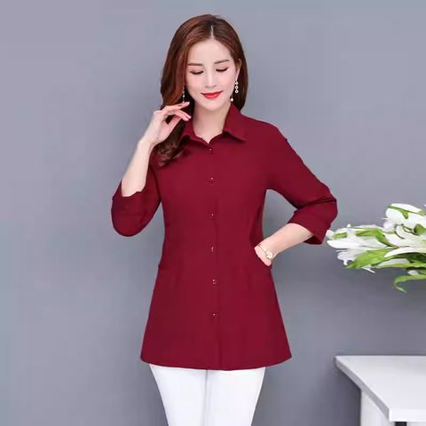 (THANH LÝ) Áo Sơ Mi Cotton Trung Niên Mềm Đẹp Cho Mẹ Béo SM16