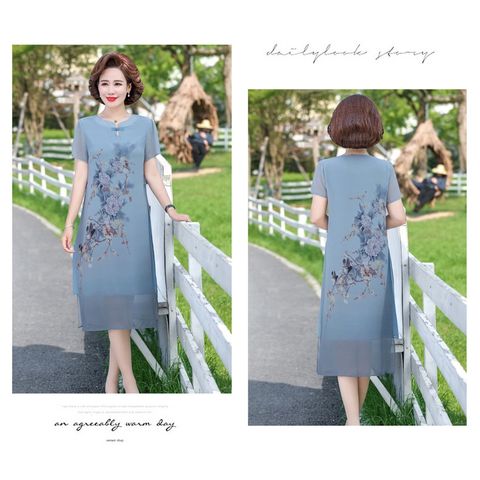 Đầm Voan Tay Ngắn Mùa Hè Thanh Lịch Cho Mẹ VH29
