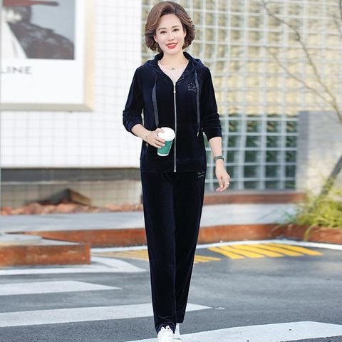 Bộ Quần Áo Nhung Mùa Xuân Thu Giản Dị Cho Mẹ AB28