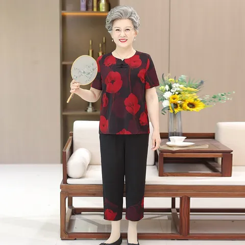 Bộ Đồ Hoa Cho Bà Sang Trọng Lịch Sự AB78