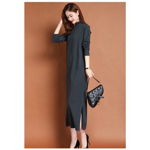 Đầm Len Dáng Dài Cổ Lọ Basic Thanh Lịch VH69