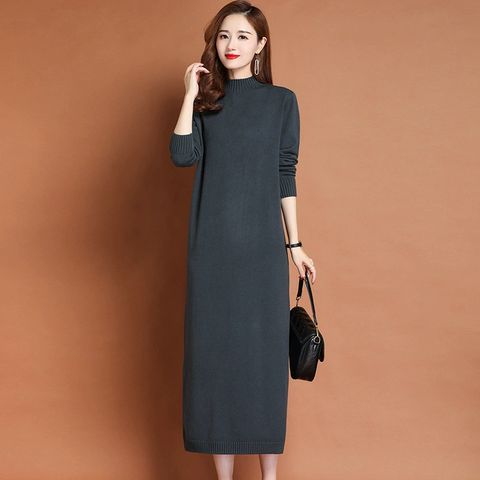 Đầm Len Dáng Dài Cổ Lọ Basic Thanh Lịch VH69