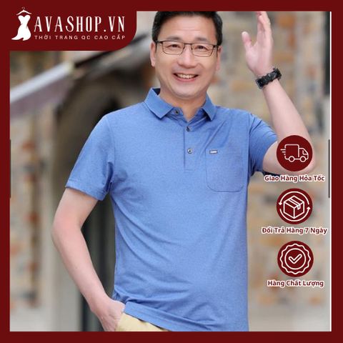 Áo Thun Ngắn Tay Trung Niên Mùa Hè Băng Lụa Hàng Đầu SM58