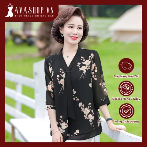 Áo Thun Voan Hoa Cho Mẹ Béo SM82