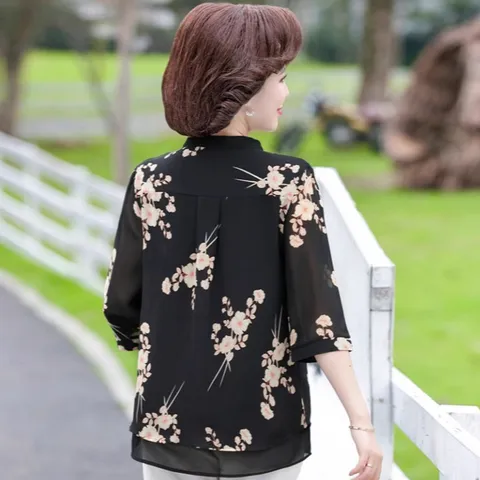 Áo Thun Voan Hoa Cho Mẹ Béo SM82