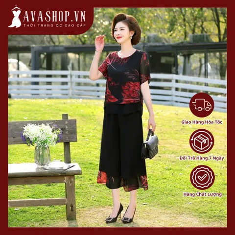 Bộ Đồ Hoa Trung Niên Cho Mẹ AB53