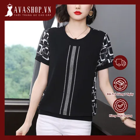 Áo Thun Xuân Hè Sang Trọng Che Bụng Cho Mẹ Béo SM02