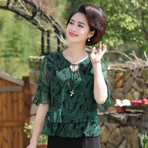 Áo Thun Voan Trung Niên Tay Lỡ Đẹp SM54