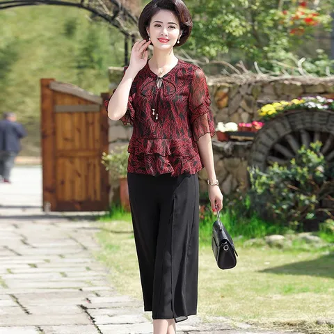 Áo Thun Voan Trung Niên Tay Lỡ Đẹp SM54