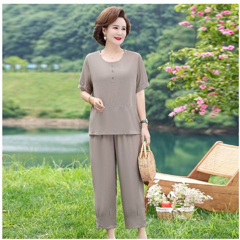 Bộ Đồ Lụa Cotton Mềm Đẹp Cho Mẹ AB29