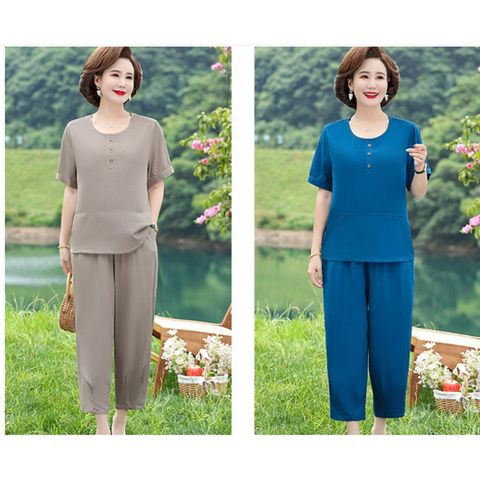 Bộ Đồ Lụa Cotton Mềm Đẹp Cho Mẹ AB29