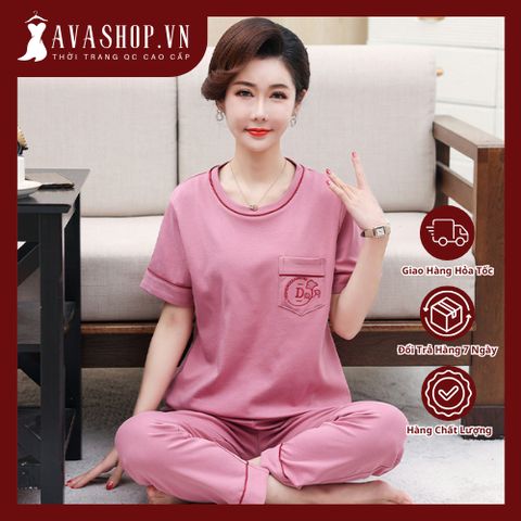 Bộ Đồ Ngủ Ngắn Tay Bằng Cotton Cho Mẹ AB03