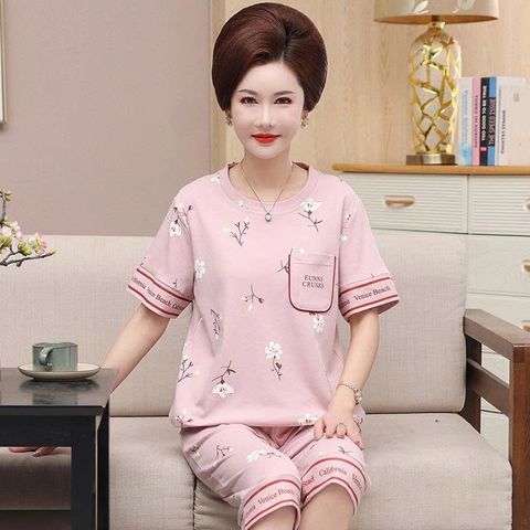 Bộ Đồ Ngủ Ngắn Tay Bằng Cotton Cho Mẹ AB03