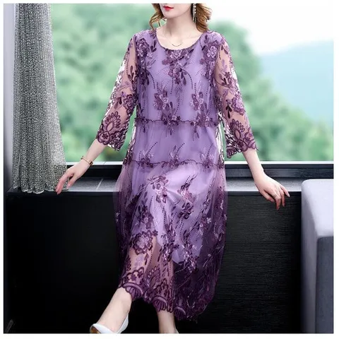 Đầm Voan Trung Niên Dự Tiệc Sang Trọng Quý Phái VH61